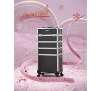 Coffret à Maquillage 4 en 1, Valise à Maquillage, Verrouillable, Roulettes, Noir noir