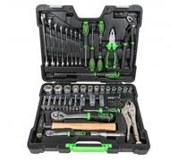 Coffret à outils 72 pièces avec douilles hexagonales 1/4" et 1/2" finition zingu