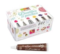 Coffret à pâtisserie 6 douilles inox et poches jetables + 1 Stylo chocolat Scrapcooking