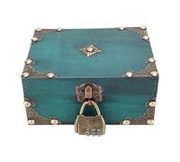 Coffret à trésors en bois avec serrure à combinaison, exquis, vintage, fabriqué à la main, coins renforcés, étui de rangement pour bijoux