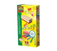 Coffret Accessoires : 12 craies de Couleurs + 1 Brosse effaceur - pour Tableau Noir et Ardoise Enfant - sans poussiere - Ecole - nouveauté