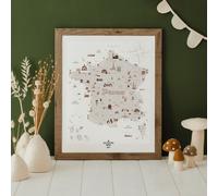 Coffret affiche à tamponner Carte de France + porte affiche en bois