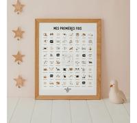 Coffret affiche à tamponner Mes premières fois Peau Claire Maman/Papa + porte affiche en bois