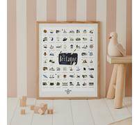 Coffret affiche à tamponner sur la Bretagne + porte affiche en bois