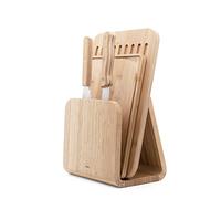 Coffret affûté | Kit Complet du Cuisinier : 1 Planche à Découper, 1 Planche à Pain, 1 Couteau d'Office, 1 Couteau à Pain et 1 Support Aimanté