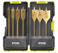 Coffret antichocs - RYOBI - 7 mèches plates pour perçage bois - Or - 10 à 32 mm