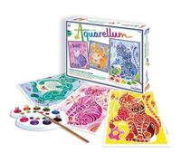 Coffret aquarelle chats - SENTOSPHERE - 3 tableaux sertis - 9 flacons d'aquarelle - 1 pinceau inclus