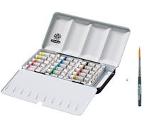 Coffret Aquarelle En Métal Ensemble De 18 X 5ml Tubes Avec Pinceau Série Da Vinci 943,Fibres Synthétiques