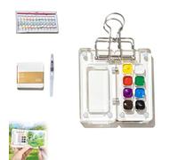 Coffret Aquarelle Tobios Mini, Coffret Aquarelle De Voyage, Aquarelle Compacte Et Minuscule For Débutants, Mini Carnet De Croquis Et Pinceaux, Boîte À Peinture En Bois For Artistes