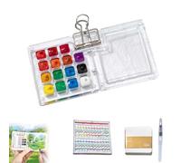 Coffret Aquarelle Tobios Mini, Coffret Aquarelle De Voyage, Aquarelle Compacte Et Minuscule For Débutants, Mini Carnet De Croquis Et Pinceaux, Boîte À Peinture En Bois For Artistes