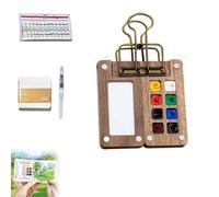 Coffret Aquarelle Tobios Mini, Coffret Aquarelle De Voyage, Aquarelle Compacte Et Minuscule For Débutants, Mini Carnet De Croquis Et Pinceaux, Boîte À Peinture En Bois For Artistes