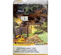 Coffret attaque du giganotosaurus : 2 dinosaures combat + accessoires - jurassic world - set animaux préhistorique et 1 carte offerte