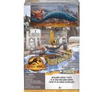 Coffret attaque du mosasaurus : 2 dinosaures combat + accessoires - jurassic world - set animaux préhistorique et 1 carte offerte