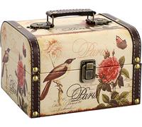 Coffret Au Trésor Boîte De Rangement En Bois+Cuir Pu Coffret À Bijoux Vintage Cadeau Pour Ranger Des Bijoux,Bibelots 18 X 14 X 12cm(Motif D'oiseau)