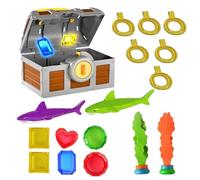 Coffret au trésor de plongée sous-marine - Coffret de jeu avec pièces colorées, jouet d'entraînement à la natation pour garçons et filles | Grande boîte de plongée pour , aventure en piscine, j