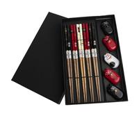 COFFRET BAGUETTES ASIATIQUES ET SUPPORTS - Motifs MANEKI NEKO - Art de la Table - Tradition du Japon