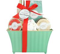 Coffret Bain Hiver Féérique- Gel Douche 180ml, Sels De Bain 100g, Lait Corporel 50ml, Gommage 50ml Et Fleur De Bain- Cadeau Femme Beauté, Soin Corps