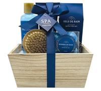 Coffret Bain Thé Vert - Gel Douche 160ml, Bain Moussant 100 ml, Lait de Corps, Sels de Bain, Bombes de Bain, Brosse de Massage - Soin Corps - Kit Cocooning Baignoire - French Tendance