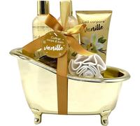 Coffret Bain Vanille-Gel Douche 260ml,Bain Moussant 260ml,Sels De Bain,Fleur De Douche-Cadeau Femme Beauté,Soin Corps-Kit Cocooning Baignoire-