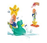 Ludi Coffret de bain Lucky Duck 3-en-1 – Canard aspergeur, 6 animaux mousse, livre – Dès 10 mois