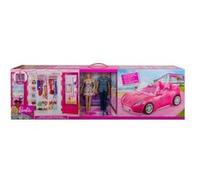 coffret Barbie 4 en 1 : Cabriolet + Dressing + Poupée + Ken - Accessoires - Set Poupée Mannequin + 1 Carte Tigre