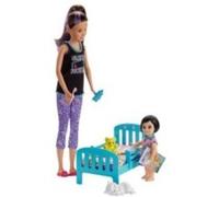 Barbie Coffret baby-sitter poupée Barbie avec petite fille et son lit