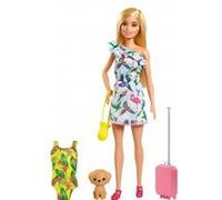 Coffret Barbie Blonde Poupée Mannequin Chien + Valise + Vêtement - Set Poupée Mannequin Anniversaire + 1 Carte Tigre