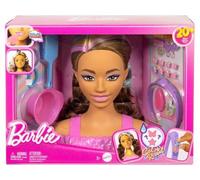 Coffret Barbie Color Reveal - Tete a coiffer Chevelure brune avec meches + 20 Accessoires de coiffure - Set Poupee + Carte tigre