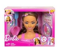 Coffret barbie color reveal - tete a coiffer chevelure brune avec meches + 20 accessoires de coiffure - set poupee + carte tigre