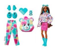 Coffret barbie cutie reveal - poupee avec costume peluche bisounours touradieuse 10 surprises - set jouet fille + carte animal