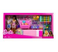Coffret barbie grand séjour + la chambre à couché + 22 accessoires + 2 poupées mannequins - set maison + carte tigre