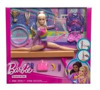 Coffret barbie gymnastique + poupées + poutre + accessoires - poupée mannequin sport - set 22 pieces + carte animal