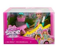 Coffret barbie kart de course + stacie + 2 accessoires - 1 poupée mannequin - set véhicule jouet fille + carte animal - voiture