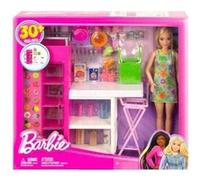 Coffret Barbie La Cuisine + 31 Accessoires + 1 Poupée Mannequin - Set Métier + 1 Carte Tigre