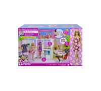 Coffret Barbie la Maison Transportable et 1 Poupée Mannequin avec 17 accessoires - Set Jouet Fille et 1 Carte Offerte
