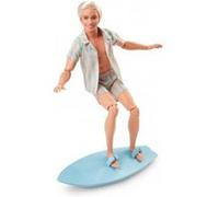 Coffret barbie le film : ken blond avec short et chemise planche de surf - poupée mannequin - set fille avec 1 carte animal