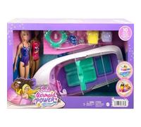 Coffret Barbie - Le Pouvoir des Sirènes - 2 Poupées - Bateau Transparent 45,7 cm - Accessoires Inclus.