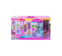 Coffret Barbie Maison Transportable + Piscine + 1 Poupée Mannequin + 20 Accessoires - Set Mobilier + 1 Carte Offerte