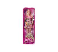 Coffret Barbie Poupee Mannequin Fashionistas : Blonde Cheveux Long Avec Robe Rose Et Chaussures et 1 Carte Offerte