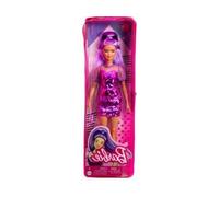 Coffret Barbie Poupee Mannequin Fashionistas : Long Cheveux Violets Avec Robe Et Chaussures Et 1 Carte Offerte