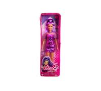 Coffret Barbie Poupee Mannequin Fashionistas : long Cheveux Violets Avec Robe Et Chaussures et 1 Carte Offerte
