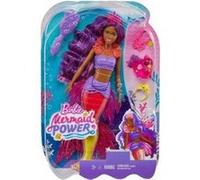 Coffret Barbie Poupee Mannequin Sirene Mermaid Power Cheveux Violet + Oiseau + 3 accessoires - Set Poupée + 1 Carte Offerte