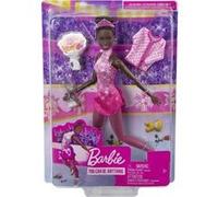 Coffret Barbie Poupee Patineuse Artistique Et 3 Accessoires - Set Poupée Mannequin Métier + 1 Carte Offerte
