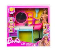 Coffret Barbie Salon De Coiffure + Poupée Mannequin + 16 Accessoires - Set Coiffeur Et 1 Carte Tigre - Jouet Fille