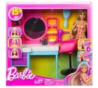 Coffret Barbie Salon de Coiffure + Poupée Mannequin + 16 Accessoires - Set Coiffeur et 1 Carte Tigre - Jouet Fille