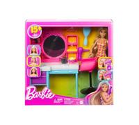 Coffret Barbie Salon de Coiffure + Poupée Mannequin + 16 Accessoires - Set Coiffeur et 1 Carte Tigre - Jouet Fille