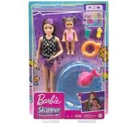 Barbie Coffret Piscine – poupée Skipper baby-sitter, figurine petite fille en maillot de bain, GRP39