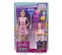 Coffret barbie skipper babysitter fete anniversaire - avec poupee bebe et accessoires - set famille et carte animaux