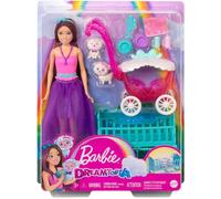 Coffret Barbie Skipper poupée brune - look féerique avec 2 agneaux, poussette, berceau et accessoires