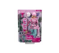 Coffret Barbie Sport d'Hiver - Poupee snowbordeuse avec accessoires - Blonde, articulee - Set metier sportive et carte